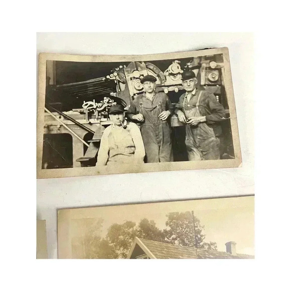 VTG Lot Family Houses Men Working Machinery Field Photograph Early 1900's - Picture 4 of 7